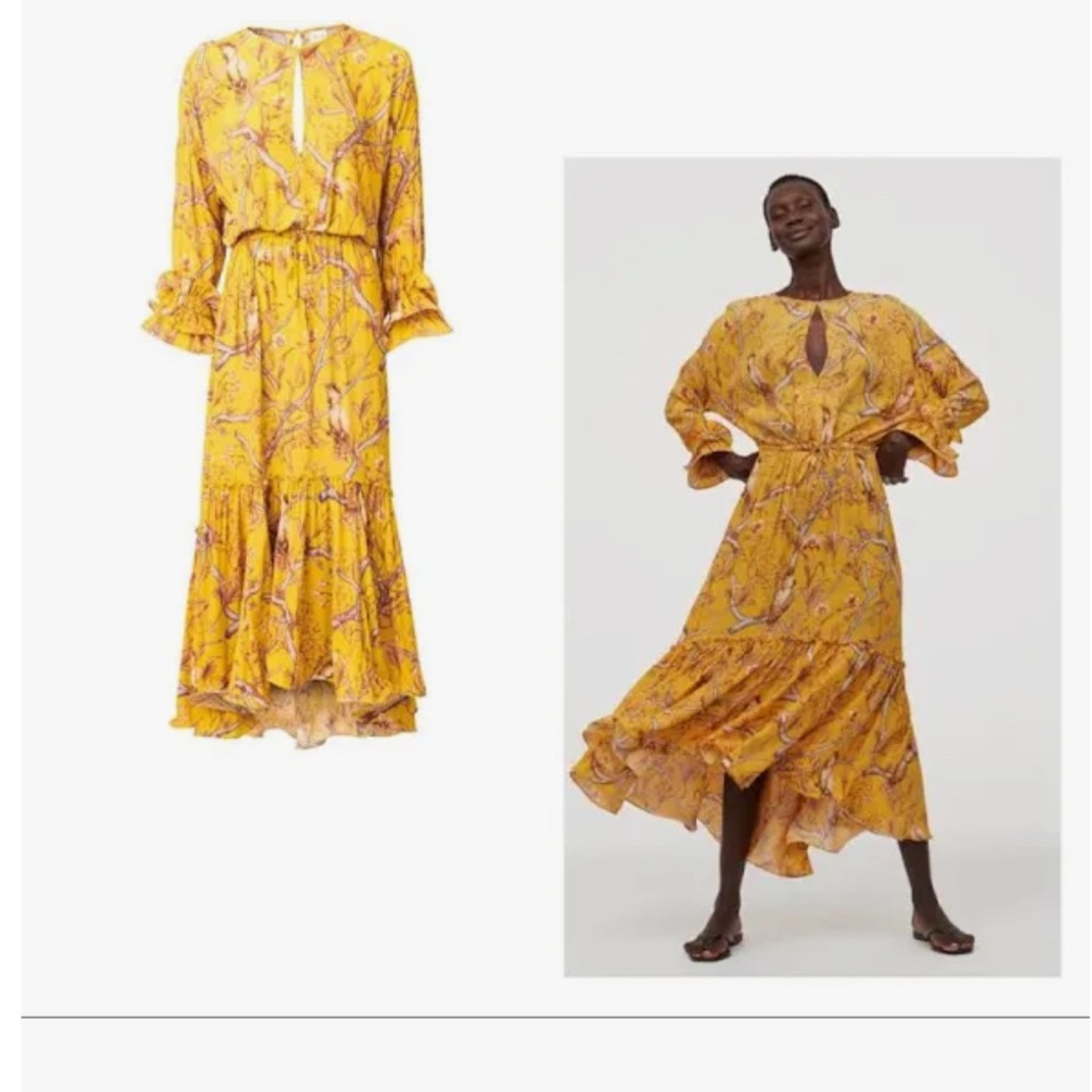 H&M x Johanna Ortiz Yellow Floral Dress - Size XS